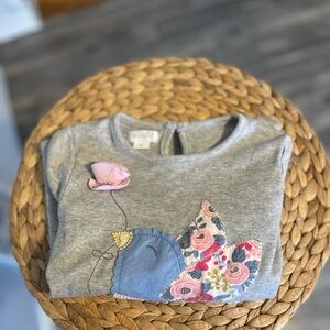 Mud Pie Gray Sweatshirt with Floral Bird Applique